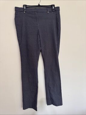 Rafaella Navy Micro-Print Straight-Leg Pants